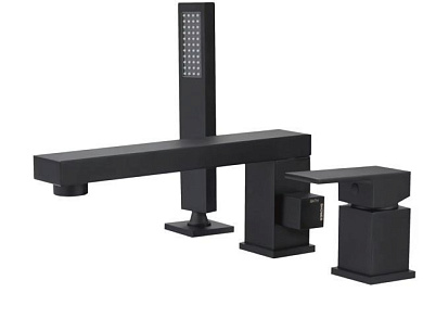 Смеситель для ванны Lt D35, серия Lily черный, на борт, поворотный L-излив A-five A5-1249