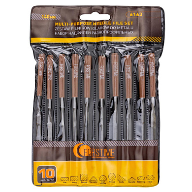 Набор надфилей разнопрофильных 140 мм, 10 пр. FORSTIME FT-6163