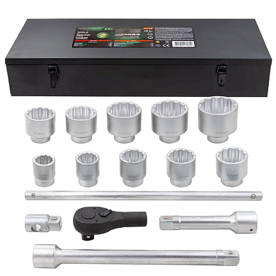 Набор головок 36-80 мм 1'' 12-гр с трещоткой 15 пр RockForce RF-8141-9