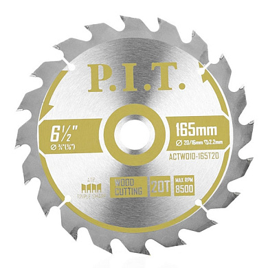 Диск пильный 165x30/20x1,4 мм 20T PIT ACTW10-165T20