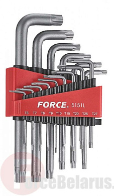 Набор Г-обр. ключей Torx с отв. длинных Т6H-Т60H 15 пр. Force 5151LT