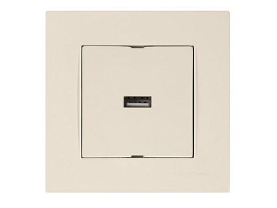 Розетка 1-ая USB, скрытая, горизонт., кремовая, RITA, USB-зарядка, 5V-2.1A, Mutlusan 22204480102