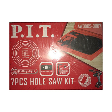 Набор кольцевых пил по дереву 7 шт, 64-127 мм PIT AWOD05-0007