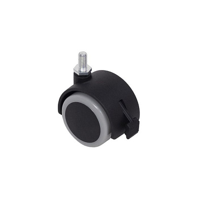 Колесо меб. пласт. FURNI d50 с винтом M8 с торм., черный/серый AKS 122721