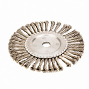 Щетка для УШМ, плоская, крученая нержавеющая проволока 0.5 мм, посадка 22.2 мм Denzel
