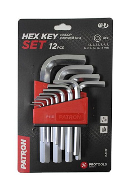 Набор ключей Г-образных HEX 12 пр. 1.5-14 мм PATRON P-5127
