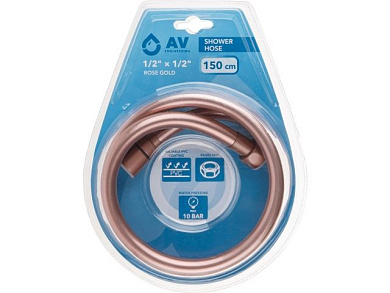 Шланг душевой, PVC, 1/2" г-г 150 см, розовое золото, AV Engineering AVSSS-113