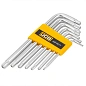 Набор ключей Г-образных TORX с отверстием, 7 пр., Т10Н-Т40Н JCB JCB-5071T
