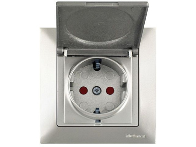 Розетка 1-ая, скрытая, с/з, шторки, с крышкой, титан, DARIA, 16 A, 250 V, IP 20, Mutlusan 21206110283