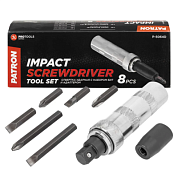Отвертка ударная с набором бит PH, SL и адаптером 8 пр PATRON P-5064D