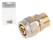 Ниппель 16, 2.0х1/2" нар. для труб PEX, инд. упак. AV Engineering AVE309004