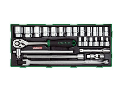 Набор головок с принадлежностями 25 пр. в ложементе Toptul GTB2504