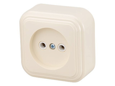 Розетка 1-ая, открытая, б/з, бежевая, Стандарт, RA 16-131-БЖ, Юпитер JP7430-04