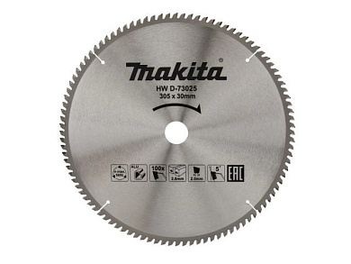 Диск пильный 305х30x2/2,8 мм 100 зуб. по алюминию Makita D-73025