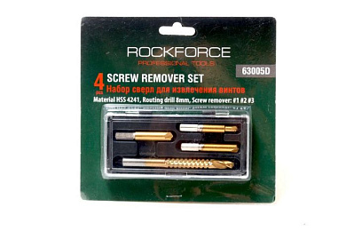 Набор сверл для извлечения заломанных болтов HSS 4241,4 пр RockForce RF-63005D