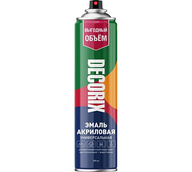 Краска аэрозольная эмаль универсальная 780 мл, белый матовый DECORIX 0118-24 DX