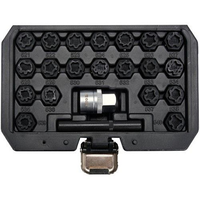 Набор головок для секретных колесных болтов VW, 2 2пр. размерный номер 521-540, в кейсе Yato YT-060305