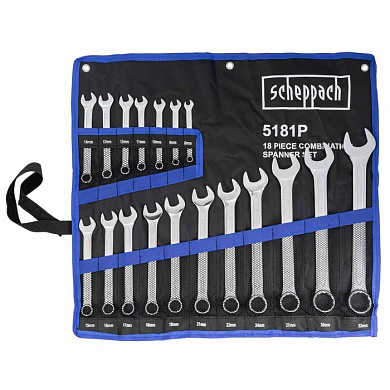 Набор комбинированных ключей 18 пр. 8-19, 21, 22, 24, 27, 30, 32 мм Scheppach Sch-5181P