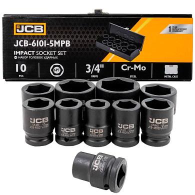Набор ударных головок 17-46 мм 3/4'' 10 пр 6-гр JCB JCB-6101-5MPB