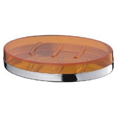 Мыльница, пластик + сталь, оранжевый + хром Ledeme L422-2