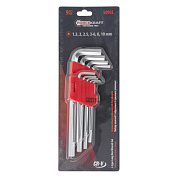 Набор ключей Г-образных 6-гр. длинных CR-V, 9 пр., 1.5-10 мм ForceKraft FK-5093L