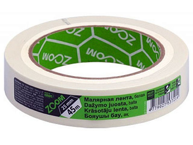 Лента малярная 25 мм х 45 м, белая ZOOM 02-5-1-102