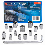 Набор головок 15 пр. 1/2" 6-гр. 10-32 мм Forsage F-4159