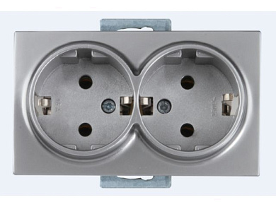 Розетка 2-ая, скрытая, с/з, керамика серебро, DARIA, 16 A, 250 V, IP 20 Mutlusan 2100 200 0282