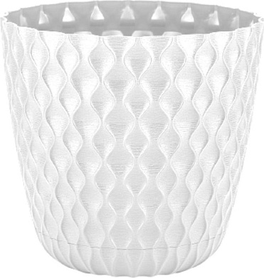 Горшок для цветов InGreen Wave с дренажной сеткой и съемным поддоном 10л, D270мм, белосн Пластик Репаблик IG650410048