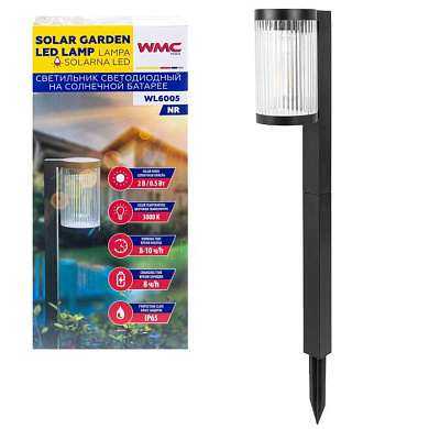 Светильник светодиодный на солнечной батарее 800мАч, 25Лм, 1 светодиод WMC TOOLS WMC-WL6005 NR