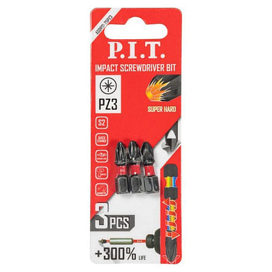 Бита ударная PZ3x25 мм 3 шт в уп. PIT ASDR01-25PZ3
