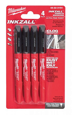 Маркеры со сверхтонким пером INKZALL черные 4 шт. Milwaukee 48223154