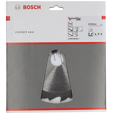 Пильный диск Speedline Wood 190х30 мм Z12 BOSCH 2608640800