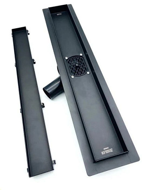 Трап для душа TIM BAD557002BK, линейный (под кладку плитки), 700