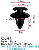 Клипса для крепления внутренней обшивки а/м БМВ/ Вольво пластиковая, 100 шт Forsage C0841(BMW/Volvo)