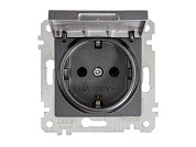 Розетка 1-ая, скрытая, без рамки, с/з, с крышкой, дымчатая, RITA, 16 A, 250 V, IP 20, Mutlusan 22006100295