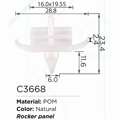 Клипса для крепления внутренней обшивки а/м БМВ, пласт., 100 шт Forsage C3668(BMW)