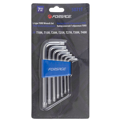Набор ключей Г-образных TORX 7 пр., Т10Н-Т40Н-с отверстием Forsage F-5071T