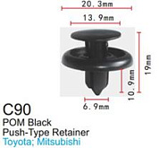 Клипса для крепления внутренней обшивки а/м Митсубиси пластиковая 100 шт Forsage F-C90(Mitsubishi)