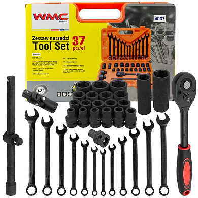 Набор ударных головок 37 пр. 1/2'' 6-гр. 8-32 мм WMC TOOLS WMC-4037