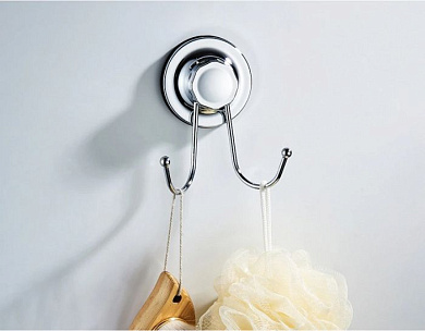 Крючок-вешалка на вакуумной присоске, пластик, хром Ledeme L3705-2