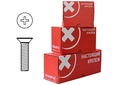 Винт М8х100 мм потай. головка, цинк, DIN 965 30 шт в карт. уп. Starfix SMC2-50906-30