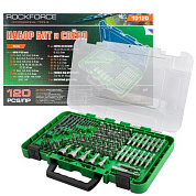 Набор бит PH, SL, SQ, Torx, Hex, головок 7-13 мм, сверл по металлу 1,5-8 мм 120 пр. RockForce RF-10120
