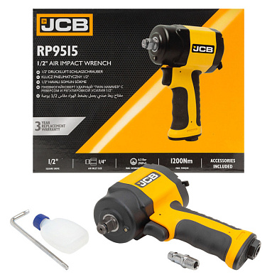 Пневмогайковер ударный ''Twin Hammer'' 610 Нм, 1/2'', с реверсом и регулировкой усилия JCB JCB-RP9515