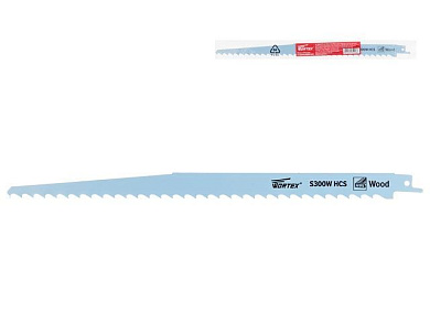 Пилка сабельная по дереву S300W, 1 шт., пропил криволинейный, грубый, для базовых работ Wortex SSB3003H0018