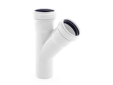 Тройник МВК, бел. 50/50х45, для внутренней канализации, РосТурПласт 24555