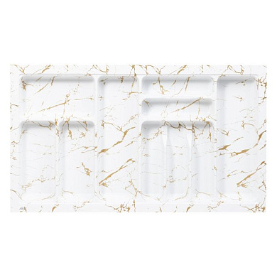 Лоток для столовых приборов 900 MARBLE 830*485, бело-золотой мрамор AKS 125446