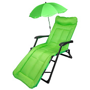Шезлонг складной с подлокотниками на мягкой основе в комплекте с зонтом садовым, светло-зеленый, 1780х670х300 мм, до 200 кг WMC TOOLS WMC-FG-HY-8000LG-Z
