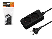 Удлинитель 1,5 м, 2 роз., 2,2кВт, б/з, ПВС 2х0,75, черный, Юпитер JP8101-28