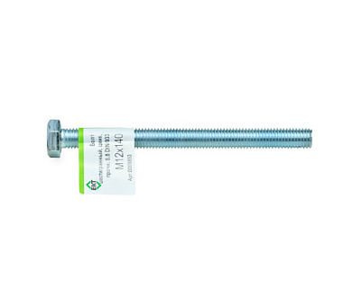 Болт с шестигранной головкой М12х140, DIN933, прочн. 8.8, цинк, 1 шт ЕКТ B009853